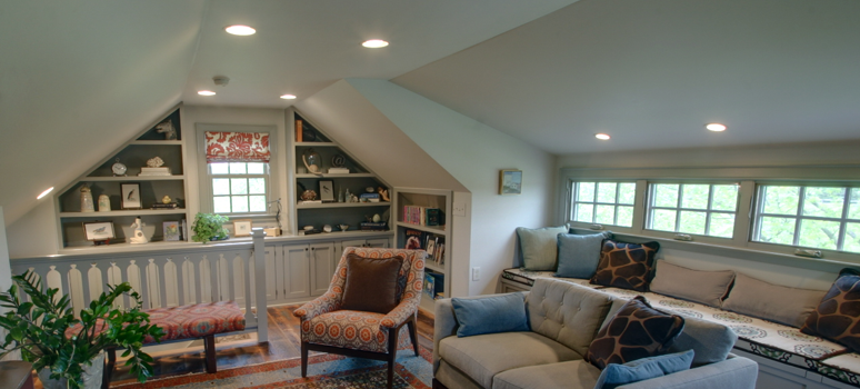 colonial home office attic remodel
