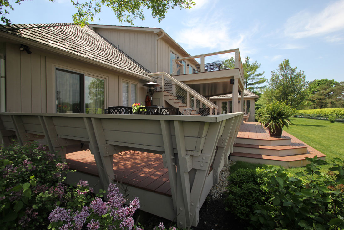 outdoor living space deck built in seating