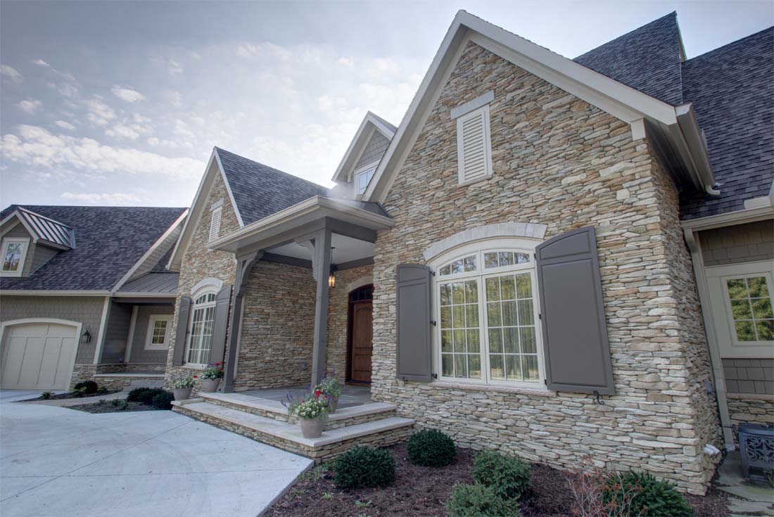 traditional custom home entry porch