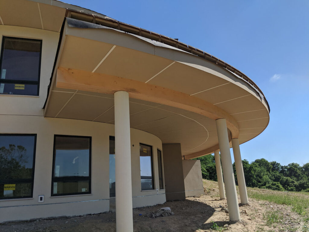 cantilevered wood deck