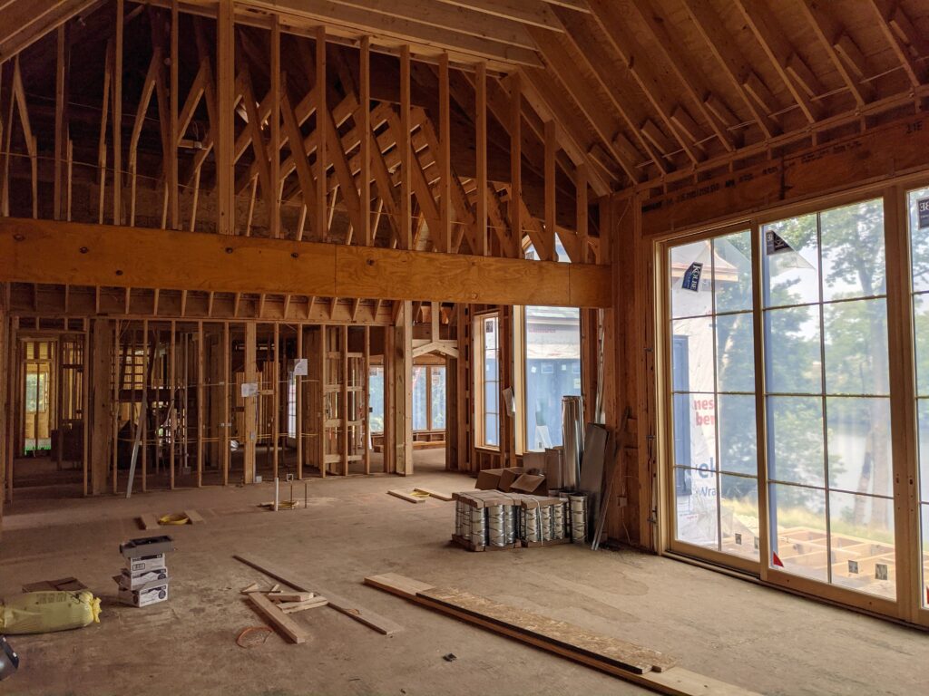 high ceiling living room