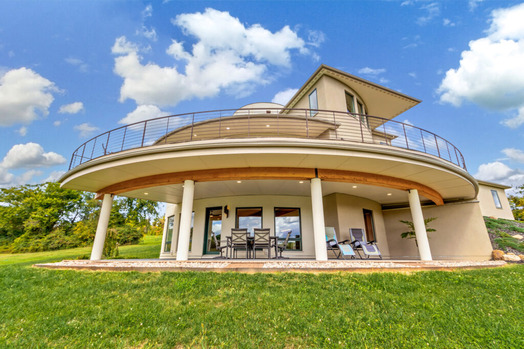 curved deck and patio