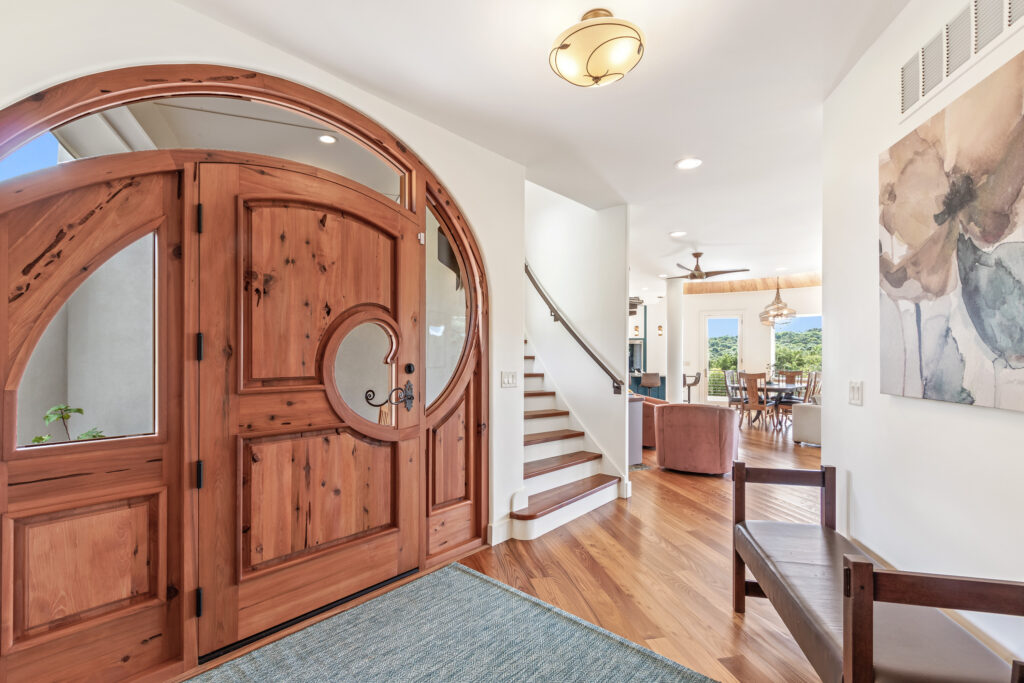 arched front door entry foyer