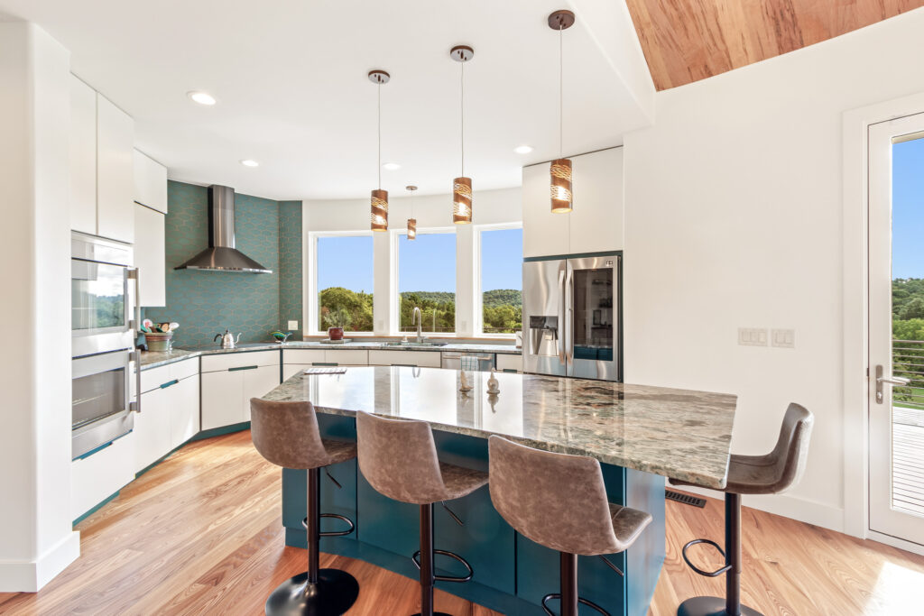 kitchen island with stools